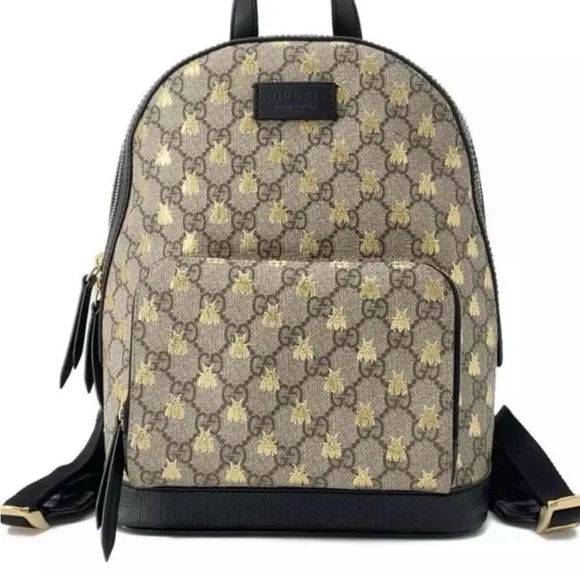 Gucci | Bags | Gucci Beige And Brown Bee Pattern Backpack  display picture 1